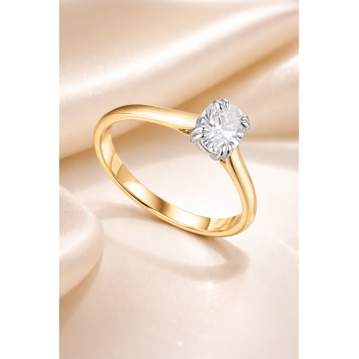 Pierścionek złoty Au585 z diamentem laboratoryjnym