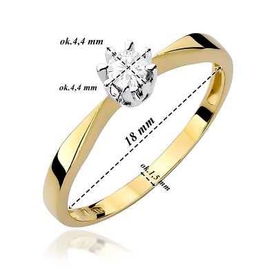 Pierścionek złoty Au 585 z diamentem 0.15ct