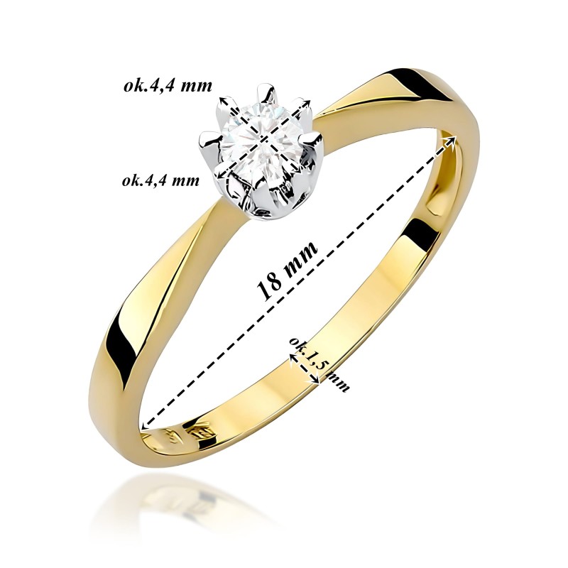 Pierścionek złoty Au 585 z diamentem 0.15ct