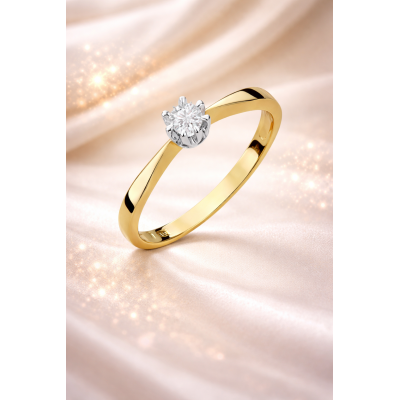 Pierścionek złoty Au 585 z diamentem 0.15ct