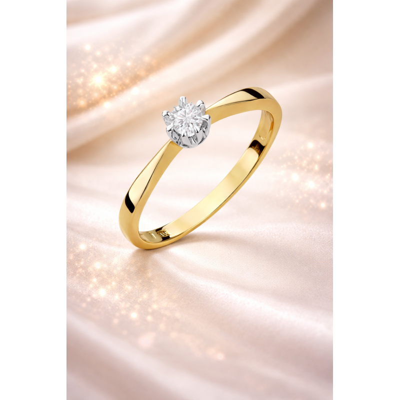 Pierścionek złoty Au 585 z diamentem 0.15ct