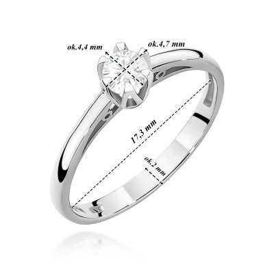 Pierścionek białe złoto Au 585 z diamentem 0.15ct
