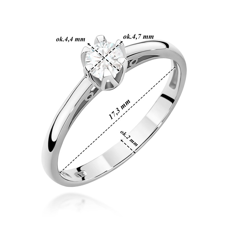 Pierścionek białe złoto Au 585 z diamentem 0.15ct
