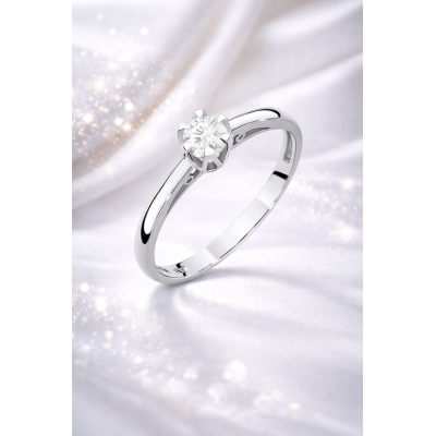 Pierścionek białe złoto Au 585 z diamentem 0.15ct
