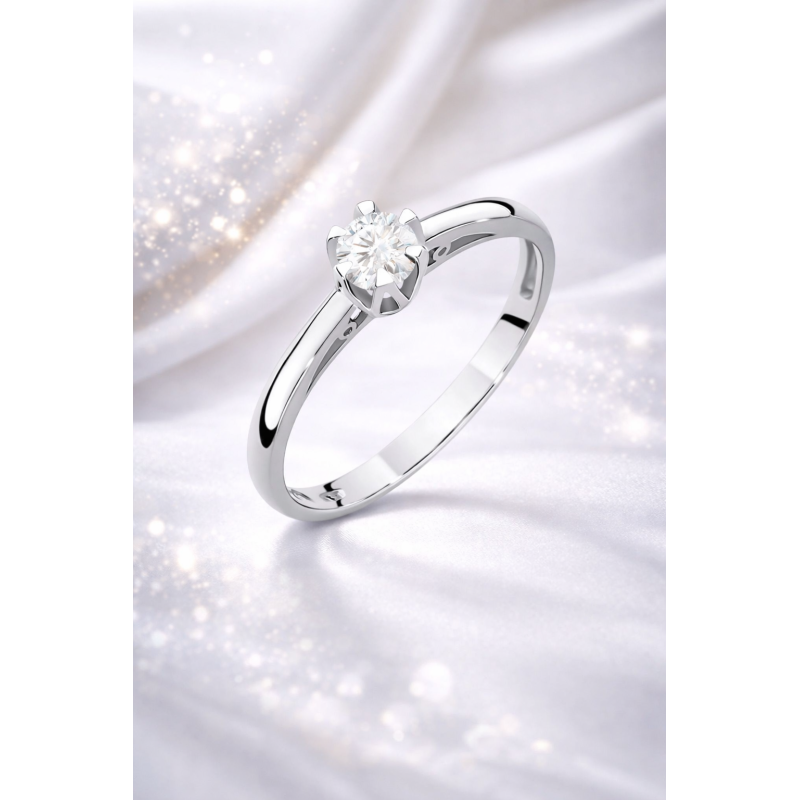 Pierścionek białe złoto Au 585 z diamentem 0.15ct