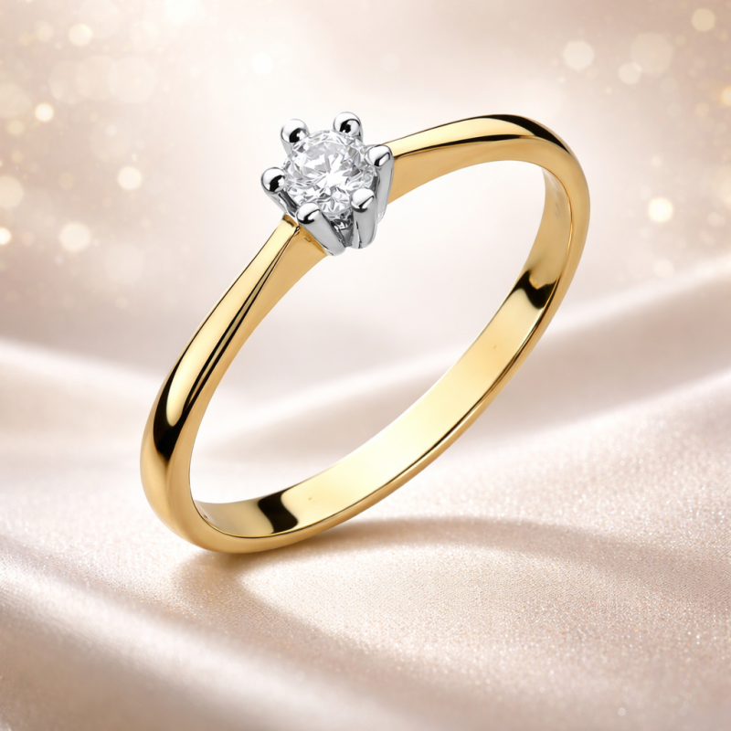 Pierścionek złoty Au 585 z diamentem 0,15ct