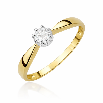 Pierścionek złoty Au 585 z naturalnym diamentem