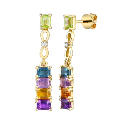 Kolczyki złote Au 585 kamienie i diamenty