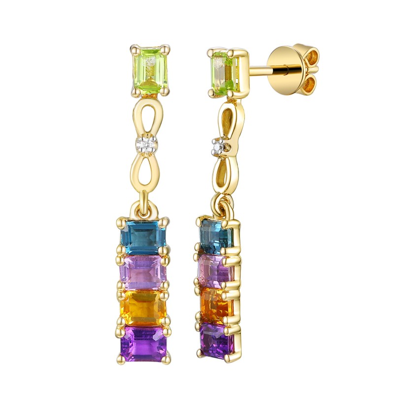 Kolczyki złote Au 585 kamienie i diamenty