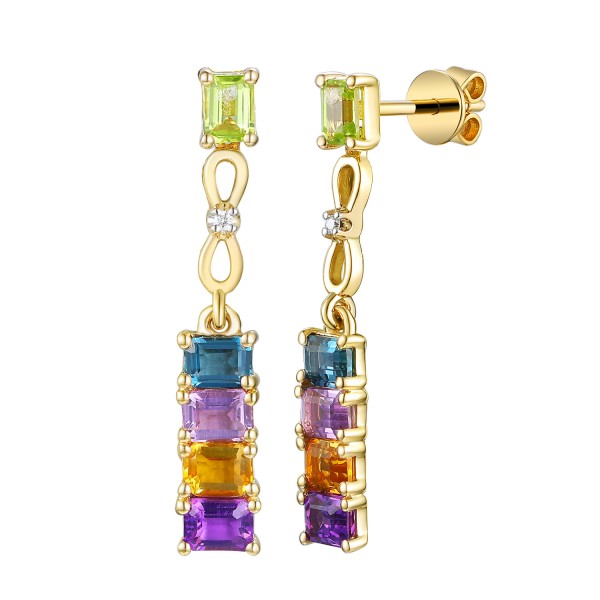 Kolczyki złote Au 585 kamienie i diamenty