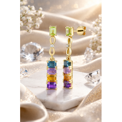 Kolczyki złote Au 585 kamienie i diamenty