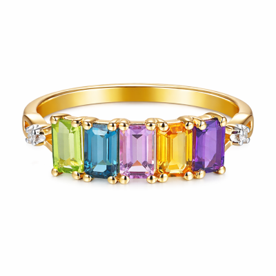 Pierścionek złoty Au 585 kamienie i diamenty