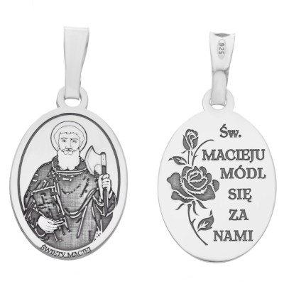 Medalik srebrny Ag 925 rodowany Św. Maciej MDC065R