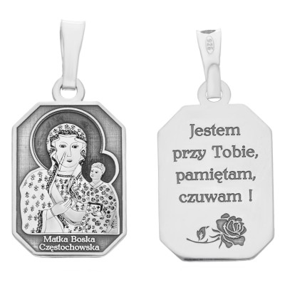 Medalik srebrny rodowany MB Częstochowska MDC067R