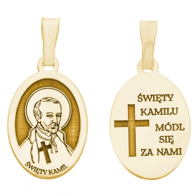 Medalik srebrny Ag925 pozłacany Św. Kamil MDC070G