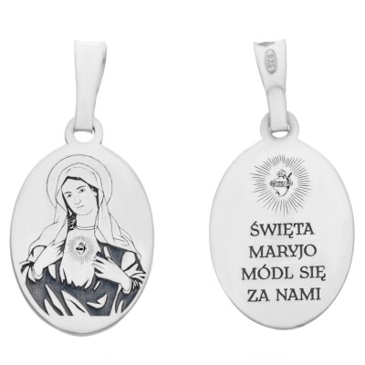 Medalik srebrny Ag925 rodowany Serce Maryi MDC071R