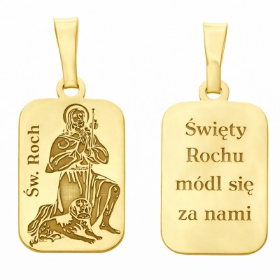 Medalik srebrny Ag 925 pozłacany Św. Roch MDC073G