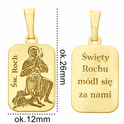 Medalik srebrny Ag 925 pozłacany Św. Roch MDC073G