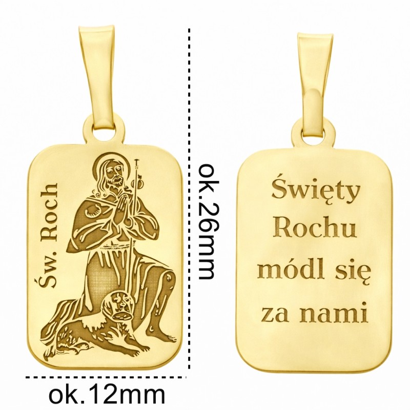 Medalik srebrny Ag 925 pozłacany Św. Roch MDC073G