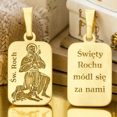 Medalik srebrny Ag 925 pozłacany Św. Roch MDC073G