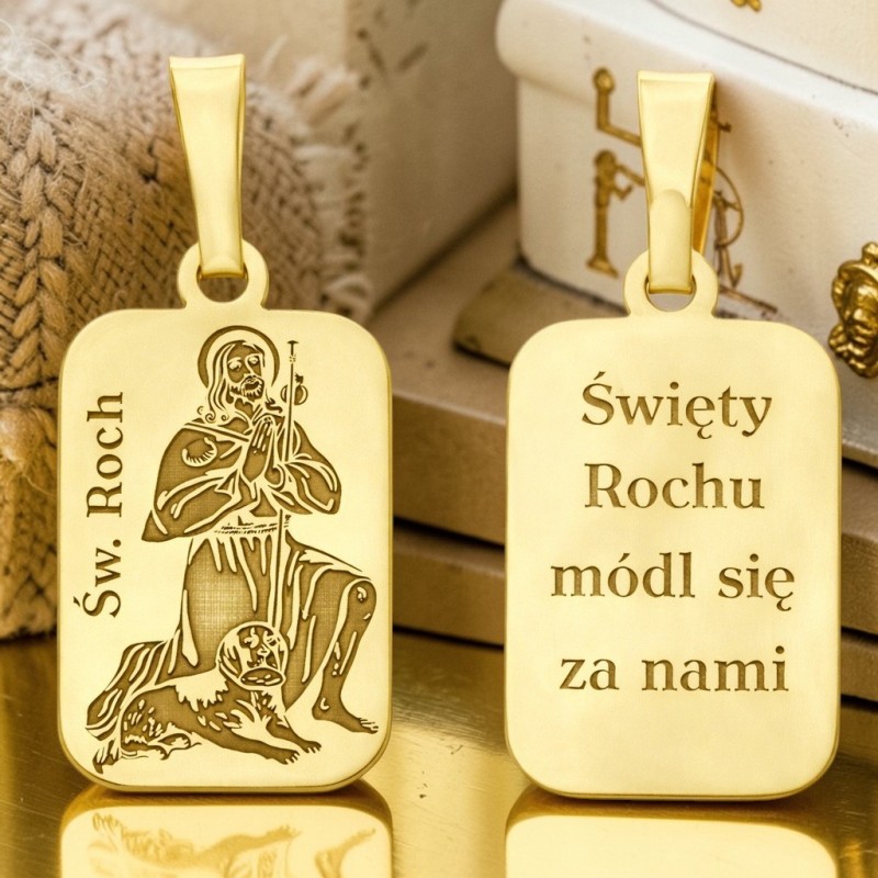 Medalik srebrny Ag 925 pozłacany Św. Roch MDC073G
