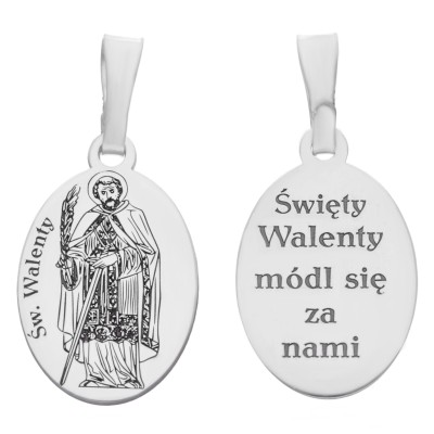 Medalik srebrny Ag925 rodowany Św. Walenty MDC074R