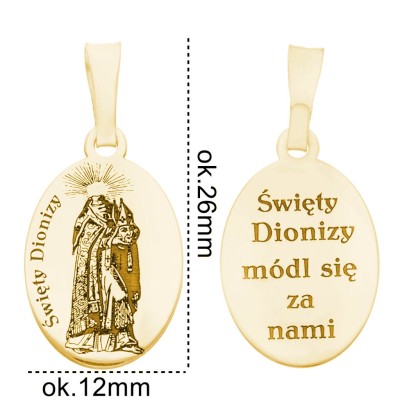 Medalik srebrny Ag925 złocony Św. Dionizy MDC076G