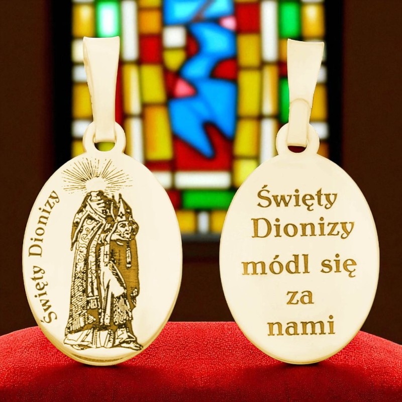 Medalik srebrny Ag925 złocony Św. Dionizy MDC076G