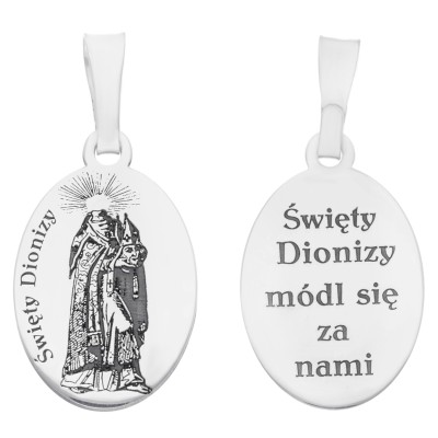 Medalik srebrny Ag925 rodowany Św. Dionizy MDC076R