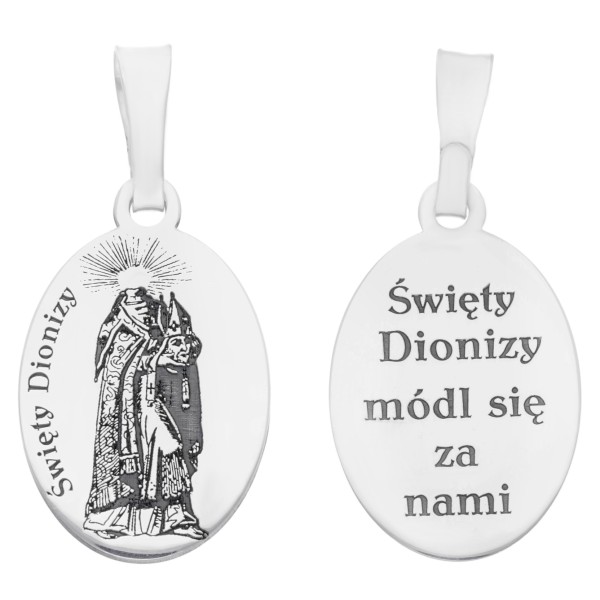 Medalik srebrny Ag925 rodowany Św. Dionizy MDC076R