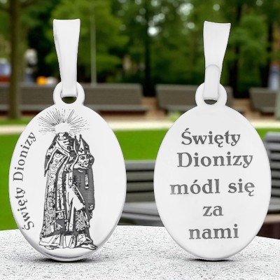 Medalik srebrny Ag925 rodowany Św. Dionizy MDC076R