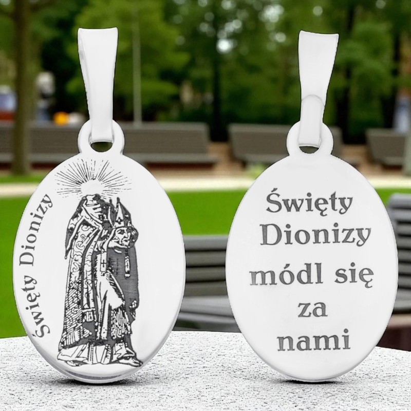Medalik srebrny Ag925 rodowany Św. Dionizy MDC076R