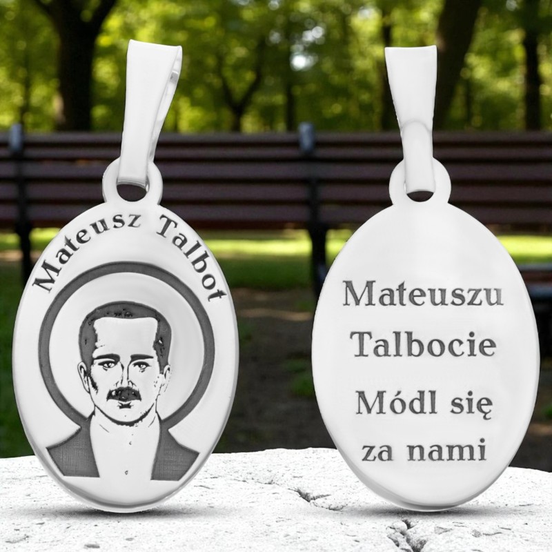 Medalik srebrny rodowany Mateusz Talbot MDC078R