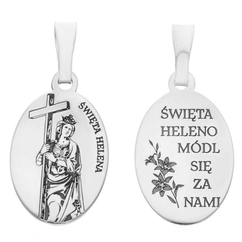 Medalik srebrny Ag 925 rodowany Św. Helena MDC080R