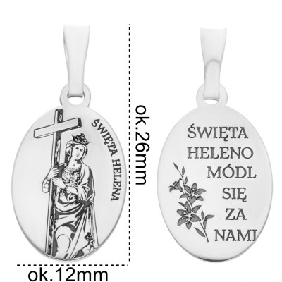 Medalik srebrny Ag 925 rodowany Św. Helena MDC080R