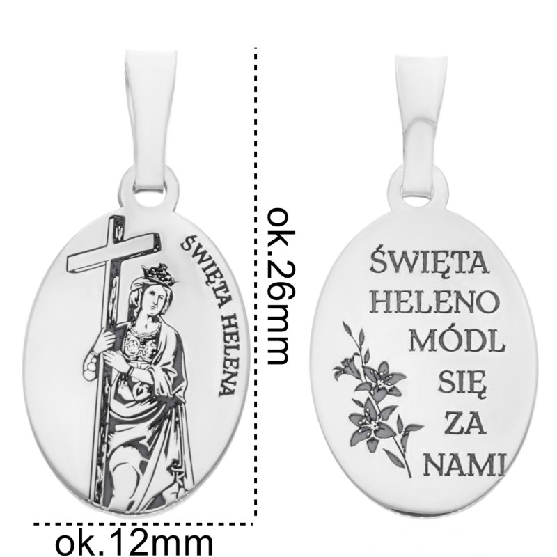 Medalik srebrny Ag 925 rodowany Św. Helena MDC080R