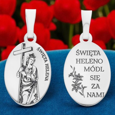 Medalik srebrny Ag 925 rodowany Św. Helena MDC080R