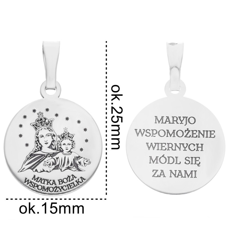 Medalik srebrny rodowany MB Wspomożycielka MDC081R