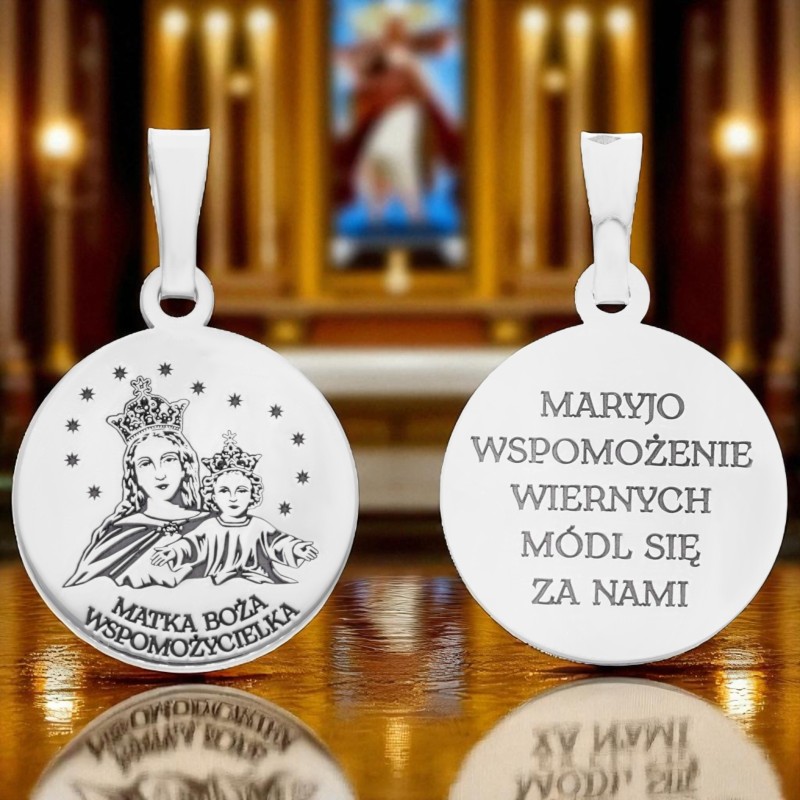 Medalik srebrny rodowany MB Wspomożycielka MDC081R