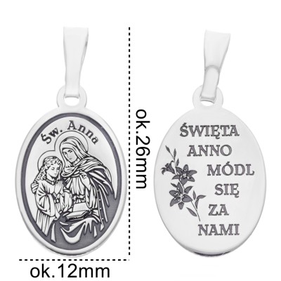 Medalik srebrny Ag 925 rodowany Św. Anna MDC082R