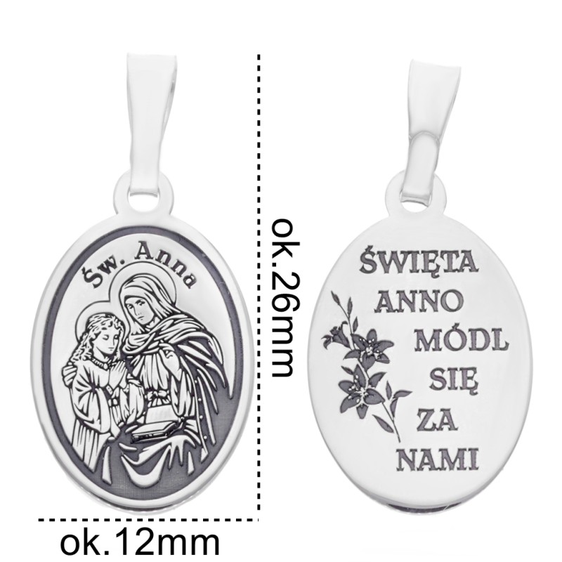 Medalik srebrny Ag 925 rodowany Św. Anna MDC082R