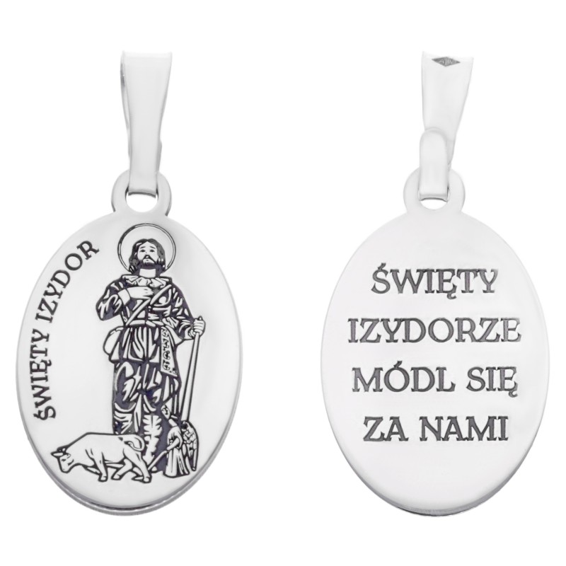 Medalik srebrny Ag 925 rodowany Św. Izydor MDC083R