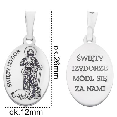 Medalik srebrny Ag 925 rodowany Św. Izydor MDC083R