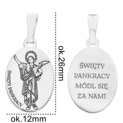 Medalik srebrny Ag925 rodowany Św.Pankracy MDC084R