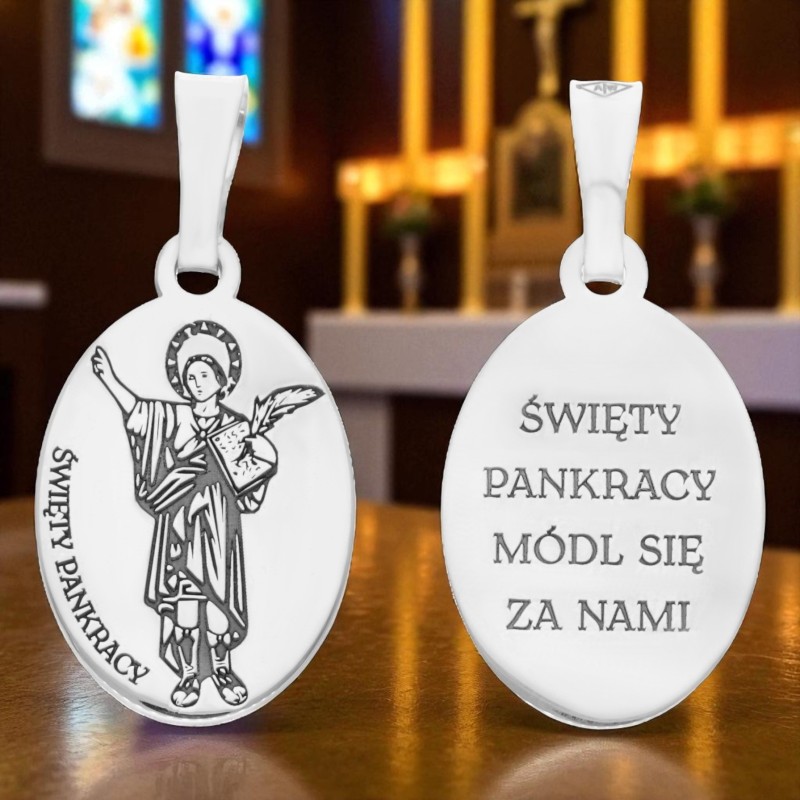 Medalik srebrny Ag925 rodowany Św.Pankracy MDC084R