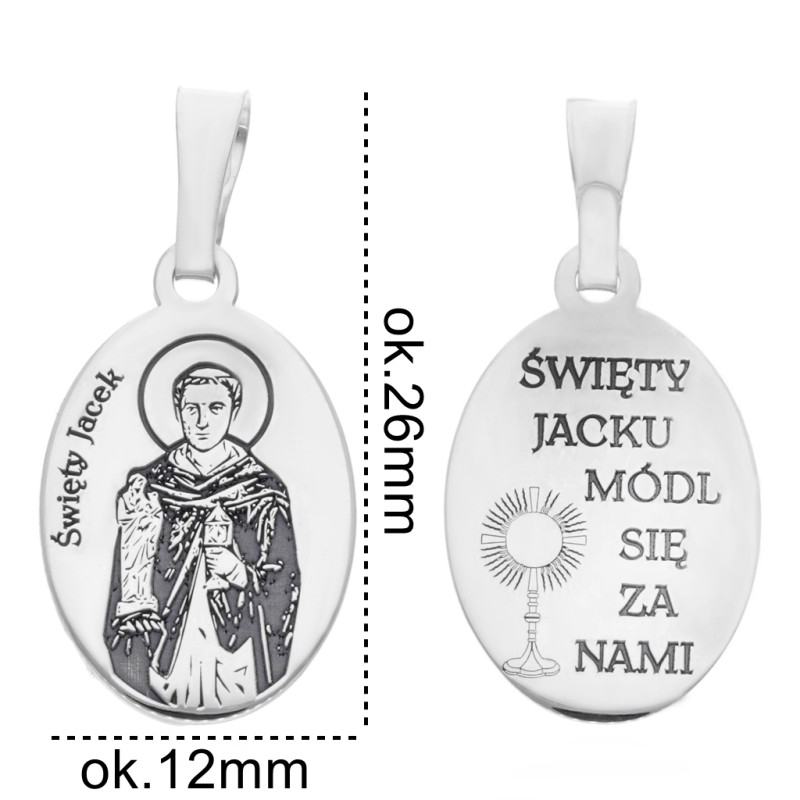 Medalik srebrny Ag 925 rodowany Św. Jacek MDC086