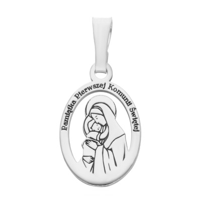 Medalik srebrny Ag 925 rodowany I komunia MDC089R