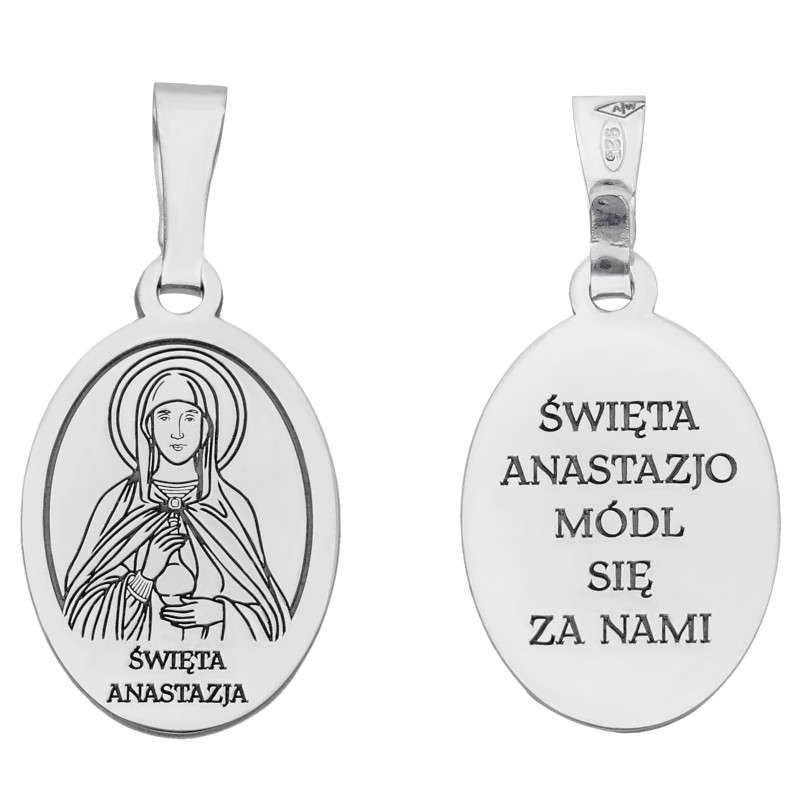 Medalik srebrny rodowany Św. Anastazja MDC092R