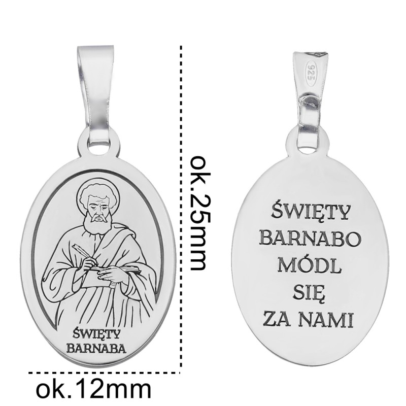 Medalik srebrny Ag925 rodowany Św. Barnaba MDC093R