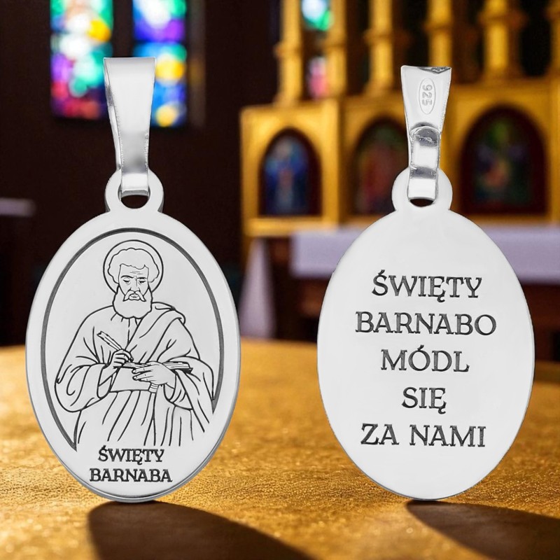 Medalik srebrny Ag925 rodowany Św. Barnaba MDC093R